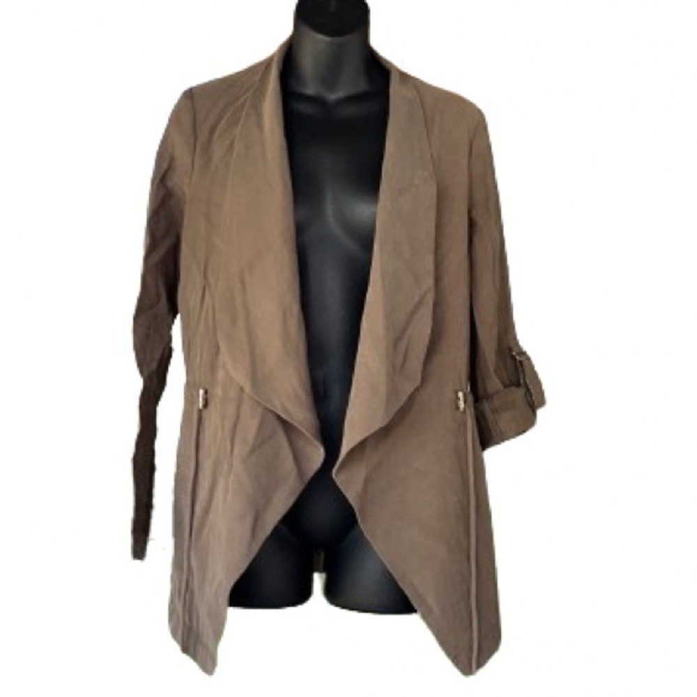 Zara army green toggle cinch waistline open front lightweight jacket size S